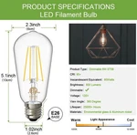Volxon Dimmable E26 Edison Bulbs 60 Watt Led Equivalent (4 Pcs) 4 Count - Silver. Fixed Price $26.13.