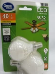 Great Value Led Candelabra Bulbs A15 40w Eq Soft White Dimmable 2 Pack. Fixed Price $12.00.