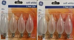 8 Ge 40w Frosted White Flame Tip Ca-type Light Bulbs W/candelabra Base. Fixed Price $23.99.