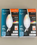 Pack Of 2 Ecosmart 60w Equivalent Smart B11 E12 Color Changing Led Light Bulb. Fixed Price $14.99.