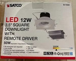 New 1-pc Satco S11633 3.5" 12w Led Square Down Light 3000k 120v Dimmable 40 Deg. Fixed Price $21.95.