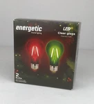 Energetic Led Clear Glass Filament Bulbs Red Green Non-dimmable Indoor 2 Pack. Fixed Price $5.00.
