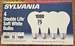 4 Pk Sylvania 75w Light Bulbs Double Life 1080l New Sealed Non-led Free-ship. Fixed Price $39.77.
