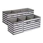 Amazon Basics Collapsible Fabric 10.5"x10.5"x11", White/ Light Grey Stripe. Fixed Price $21.74.