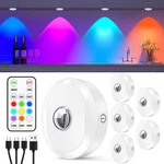 Willed Rgb Rechargeable Puck Lights With Remote Control, Under Cabinet Lighting. Fixed Price $51.45.