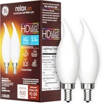 Ge Relax Led Light Bulbs, Candle Lights, 60 Watts, Soft White Frosted Decorative. Fixed Price $20.99.