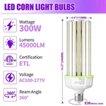 300w Led Corn Cob Light Industrial Warehouse High Bay Lamp E39 Commercial Bulbs. Fixed Price $115.20.