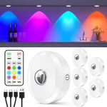 Willed Rgb Rechargeable Puck Lights With Remote Control, Under Cabinet Lighting. Fixed Price $45.16.