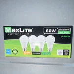 Maxlite 8w A19 Led Light Bulbs 4-pack 2700k Soft White Dimmable 800lm. Fixed Price $15.00.