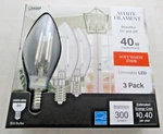 (3-pk) Feit Electric B10 E12 Candelabra Dim White Filament Clear Glass New. Fixed Price $10.00.