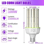 100 Watt Led Corn Light E39 Base Commercial Warehouse Parking Lot Fixtures 480v. Fixed Price $63.20.