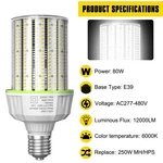 480v 80w Led Corn Light Cob Bulb Commercial Warehouse Industrial High Bay Lamp. Fixed Price $59.20.