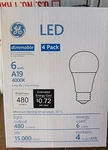 Ge Led 6 Watts A19 4000k Long Life 480 Lumens/4 Pack Bulbs/dimmable. Fixed Price $16.99.