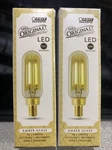 (lot Of 2) Feit Electric 40w Amber Glass Led Bulbs 300 Lumens 5 Watts T8. Fixed Price $14.95.