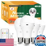 Neporal Magicglow Usb Rechargeable 3-color Shift Light Bulbs W/ Remote 10%-100%. Fixed Price $71.03.