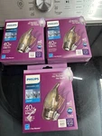 New 8-bulb Pack Lot Philips Daylight 3.3w=40w Dimmable Led Bent Tip Clear Candle. Fixed Price $15.74.