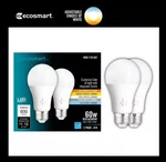 Ecosmart 9.6w = 60w Dimmable Led Light Bulb A19 With Select Color (12 Bulbs). Fixed Price $43.99.