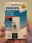 Philips Landscape And Accent Light Bulb, 35w 12v Clear Gy6.35 Base T4 465 Lumens. Fixed Price $4.95.