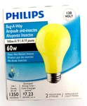 2 Light Bulbs Philips Bug-a-way 60w Yellow 120v Medium Base Bulb Keep Bugs Away. Fixed Price $14.99.
