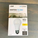 Feit Electricity Switch To Dim Lightbulb 60 Watt Led Intellibulb Soft White. Fixed Price $13.00.