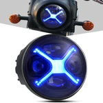 Pkeduo 5-3/4 5.75 Inch Round Motorcycle Headlight Smoke X-style Blue Drl. Fixed Price $78.96.