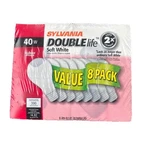 Sylvania 40w Soft White Bulbs 8 Pack Double Life A19 Made In Usa New. Fixed Price $40.00.