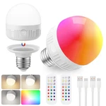 Scopow Rechargeable Light Bulb With Remote - 8w 600lm E26 2 Pack Rgb, White. Fixed Price $37.16.