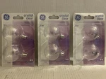 3pack Ge Crystal Clear 25w, Brightness 195 Lumens, 2 G16.5 Candelabra Base Bulbs. Fixed Price $24.99.