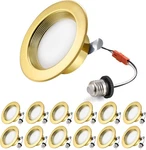12 Pack 4-inch Led Recessed Lighting 9w Dimmable Downlights / Gold Trim. Fixed Price $39.99.