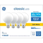 Ge Led Light Bulb Classic 4.5w 60w G25 Medium 93131043 Soft White 500l New. Fixed Price $19.99.