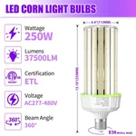 250w Led Corn Cob Light Commercial High Bay Warehouse Lamp E39 Base Ac277-480v. Fixed Price $99.20.