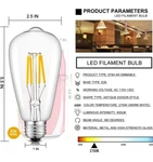 Crlight Dimmable Led Edison Style E26 Clear Bulb 4w 2700k Warm White Box Of 8. Fixed Price $22.95.