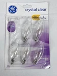 Ge 15w Incandescent Bulbs Crystal Clear Candelabra Base Blunt Tip. Fixed Price $18.00.