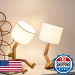 Mumeng Robot Cute Desk Lamp Set Of 2, Wooden Bedside Table Unique Fun. Fixed Price $112.93.