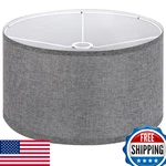 Outon Grey Large Drum Lamp Shade For Floor & Table Lamps 17.5" Linen. Fixed Price $90.70.
