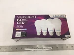 New Viribright 4-pk 60w A19 Led Bulb E26 Base - Cool White 4000k Non-dimmable. Fixed Price $14.90.