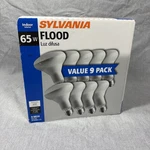 9 Ct: Sylvania 65watt 120v Indoor Large Flood Light Bulbs Br30 600 Lum. Fixed Price $89.99.