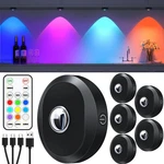 Willed Rechargeable Rgb Puck Lights With Remote Multicolor, Black. Fixed Price $53.05.