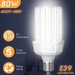 480volt Commercial Led Corn Bulb Light 80w Warehouse Workshop High Bay 5k. Fixed Price $59.22.