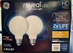 Ge Reveal Hd+ Globe Light Bulbs G25 Frosted White 2ct 290lm, 40w (4.5w) Medium. Fixed Price $11.29.