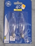Ge 40 Watt Light Bulbs 40cac/cd2-dg2 Candelabra Clear Bent Tip 2 New. Fixed Price $5.00.