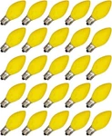Box Of 25 Light Bulbs - Opaque Yellow, Steady Burning, 7 Watt, C7 -e12.... Fixed Price $21.99.