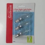 Sunbeam 3 Clear Night Light Bulbs C7 7w 130v 3000 Hrs Candelabra Base. Fixed Price $8.06.