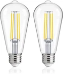 Jaspertronics Dusk To Dawn St19 Led Bulb, 5000k Soft White 8w, E26 Base, 2 Pack. Fixed Price $22.99.