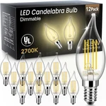 Tjoy E12 Led Candelabra Bulb Dimmable, 60w Equivalent Chandelier Light. Fixed Price $27.86.