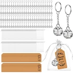 100 Sets Mirror Disco Ball Keychain With Organza Bags And Thank You Tags Mini.... Fixed Price $46.46.