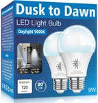 Gonhom 2 Pack Dusk To Dawn Light Bulbs Outdoor, 5000k-daylight, 720lm, 9w(60w Eq. Fixed Price $14.95.
