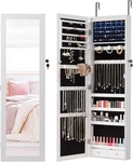 Led Mirror Jewelry Cabinet - Lockable Wall/door Organizer, Large Capacity, White. Fixed Price $113.99.