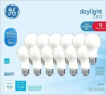 12-pack Ge Led Dimmable General Purpose Light Bulbs 60 Watt, Color Daylight, A19. Fixed Price $22.99.
