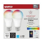 Satco S11253 - 9.5 Watt A19 Smart Led Bulbs Color Changing- Starfish (2 Bulbs). Fixed Price $17.95.